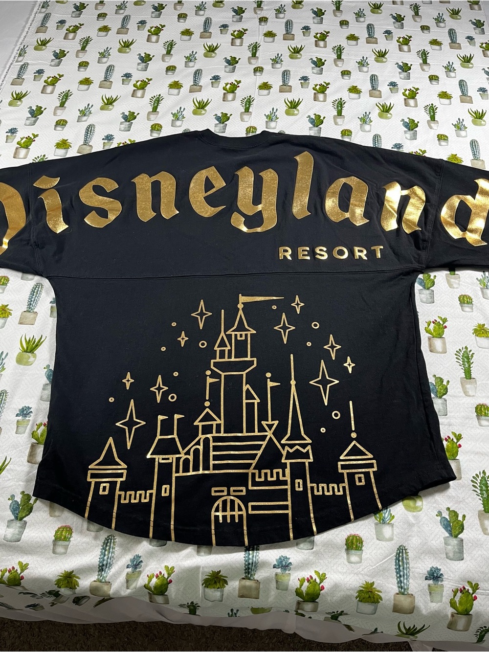 Disneyland Resort Spirit Jersey Long Sleeve T Shirt Women’s Black & Gold Large